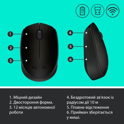 Бездротова оптична мишка Logitech M170 Grey logitech m170 фото